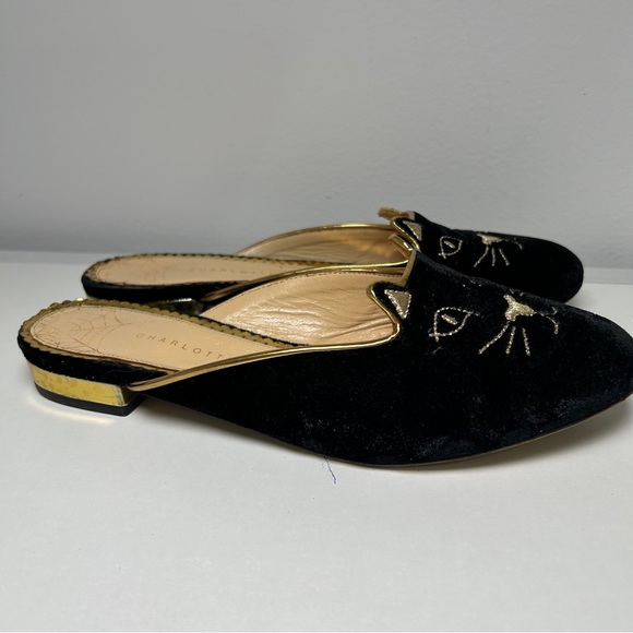 Charlotte Olympia size 36.5 Velvet kitty 🐈⬛ flat/slippers - Picture 6 of 13